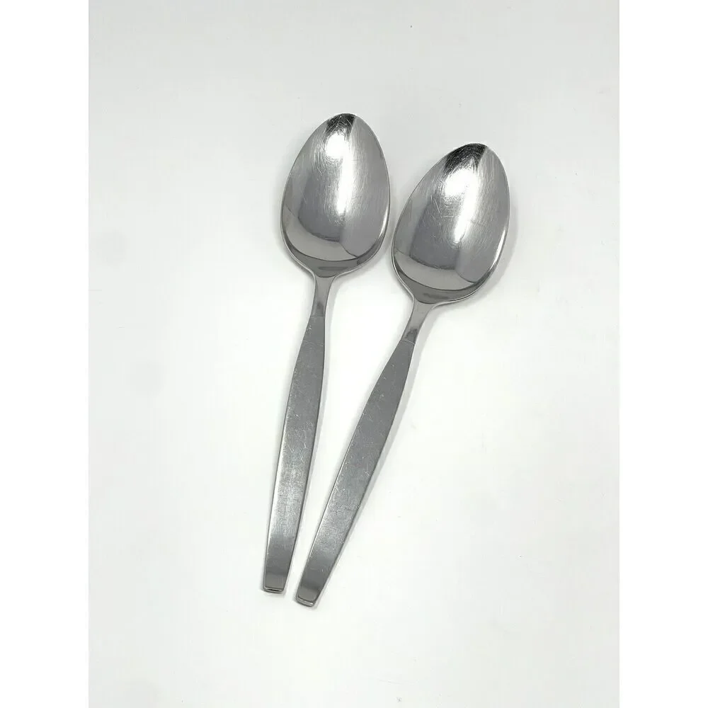 Oneida Community Stainless Frostfire Table Serving Spoons 8 3/4” Set Of 2